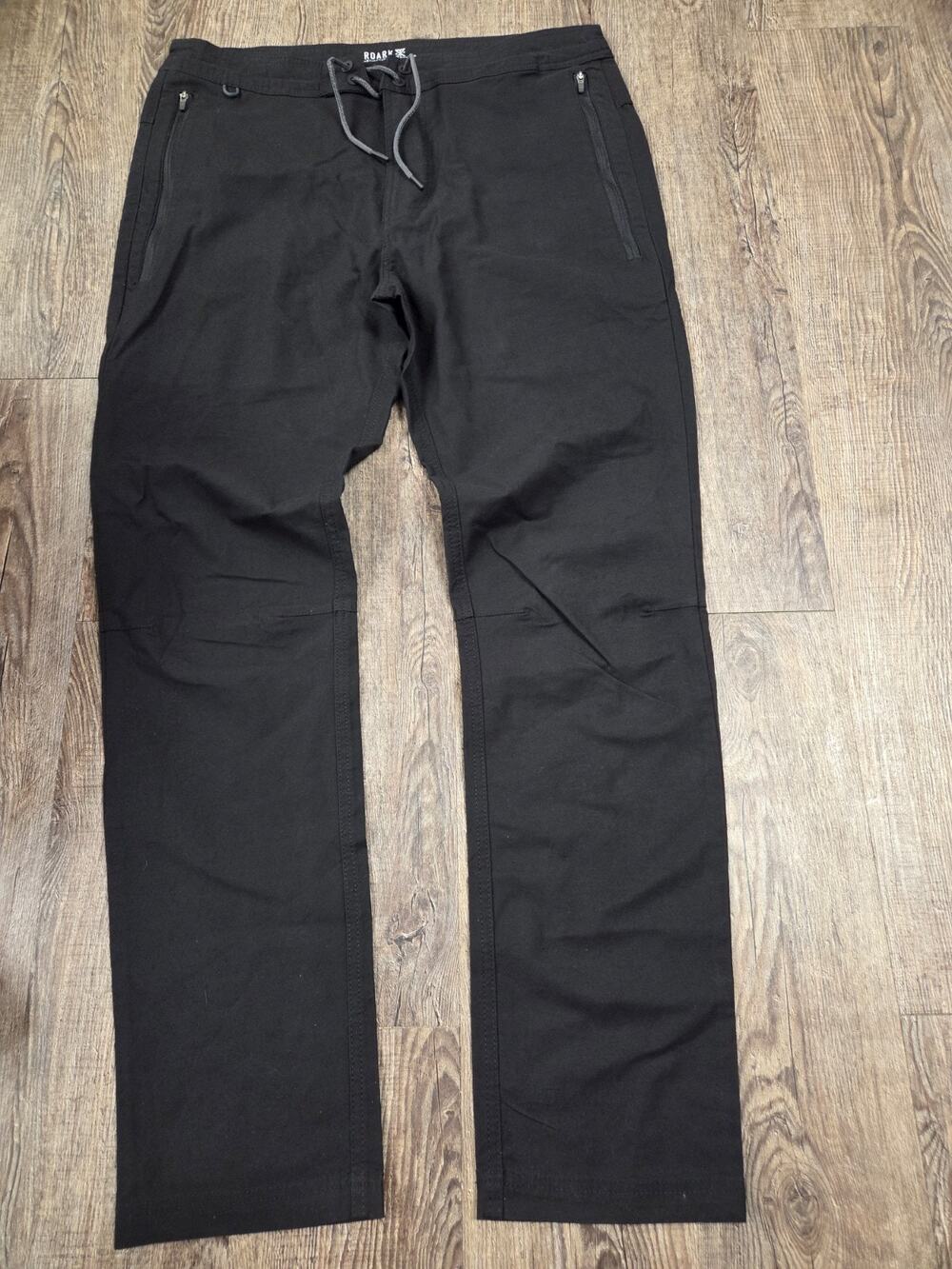 ROARK Mens Layover 2.0 Black Pants Slim Straight Leg Travel Drawstring 32x30